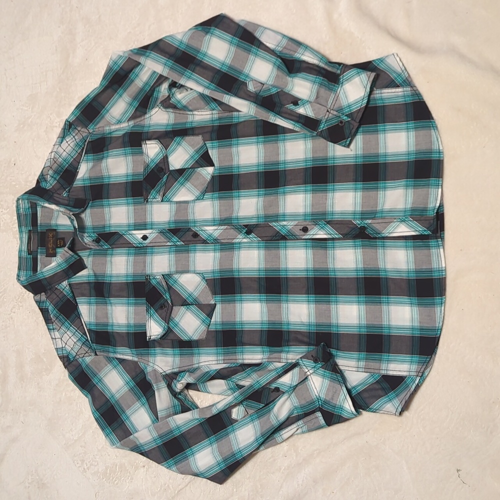 Helix men's Turquoise, Black , And White button down shirt Athletic Fit size XXL